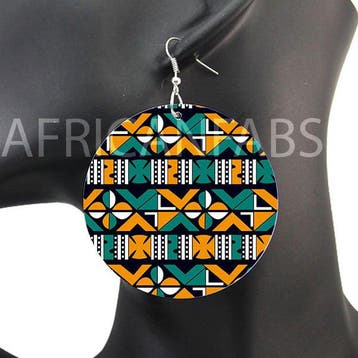 Turquoise / gele kruizen mud cloth / bogolan - Afrikaanse oo, Ophalen of Verzenden, Nieuw