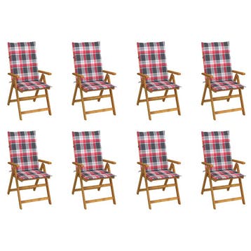 vidaXL Inklapbare stoelen 8 st met kussens massief, Tuin en Terras, Verzenden, Nieuw, Hout