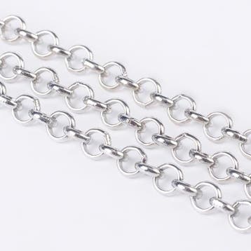 50cm Jasseron ketting 6mm Platinum kleur (Nikkelvrij), Ophalen of Verzenden, Nieuw, Overige typen