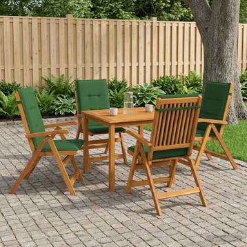 vidaXL 5-delige tuin eetset Naturel Massief Acaciahout, Verzenden, Nieuw