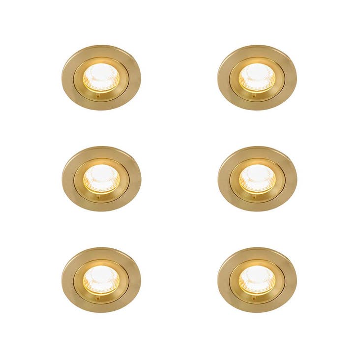 Set van 6 Moderne inbouwspot goud rond IP44 - Xena, Huis en Inrichting, Lampen | Spots, Nieuw, Verzenden