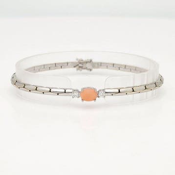 Armband - 18 karaat Witgoud Koraal - Diamant - Peau D Ange, Nieuw