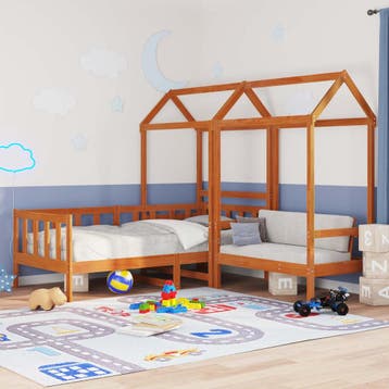 vidaXL Dagbed Set Waskleur Bruin 90 x 200 cm Massief, Verzenden, Nieuw, Bruin, Hout