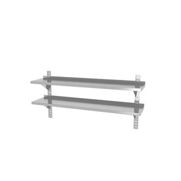 Hendi Dubbel verstelbare wandplank + 2 stalen beugels 140cm, Verzenden, Nieuw