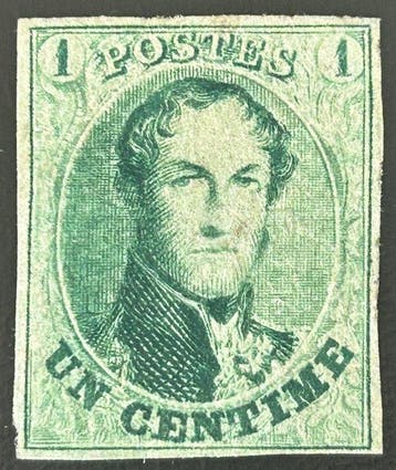 België 1861 - Leopold I - Medaillon zonder watermerk - 1c, Gestempeld