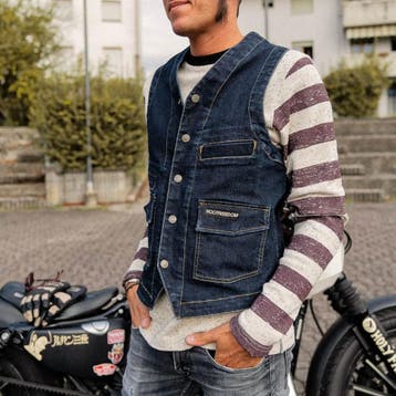 HolyFreedomGiletBlauwDenimVest, Motoren, Kleding | Motorkleding, Jas | textiel, HolyFreedom, Nieuw met kaartje, Heren