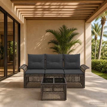 vidaXL Tuinbankenset 4 st Grijs poly rattan, Tuin en Terras, Verzenden, Nieuw, 4 zitplaatsen
