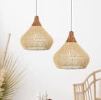 Rotan Hanglamp – Handgeweven Bamboe Plafondlamp Retro Design, Verzenden, Nieuw