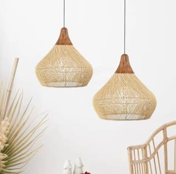 Rotan Hanglamp – Handgeweven Bamboe Plafondlamp Retro Design, Huis en Inrichting, Lampen | Hanglampen, Verzenden, Nieuw