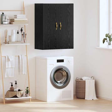 vidaXL Wandkast Zwart Eiken 69,5 x 34 x 90 cm Bewerkt hout, Minder dan 50 cm, Verzenden, Nieuw, Minder dan 100 cm