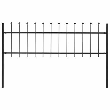 vidaXL Tuinhek Woerden met speerpunt staal 170x60 cm zwart, Verzenden, Nieuw, IJzer