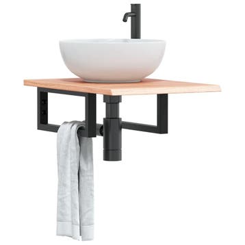 vidaXL Badkamer wandschap staal en massief eikenhout, Verzenden, Nieuw