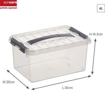 Sunware Q-line Opbergbox Transparant/Grijs 6 liter Set van 4, Ophalen of Verzenden, Nieuw