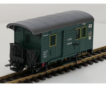 LGB 3019 N Post wagon mit Ihnenbeleuchtung, Metallrader, Gebruikt, Wagon, Ophalen of Verzenden, LGB