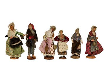 Figuur - Lotto di 6 statuette di personaggi da presepe (6) -