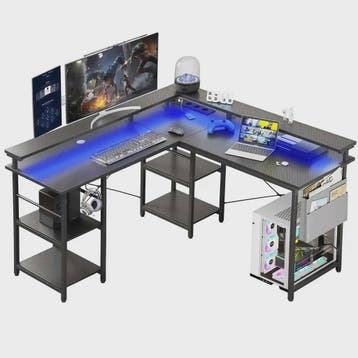 L-vormige Gaming Bureau met RGB LED Verlichting, Geïntegreer, Verzenden, Nieuw