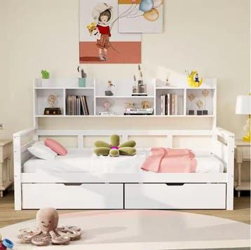 Slaapbank 90x200 cm – Massief Houten Bed met Lades, Verzenden, Nieuw