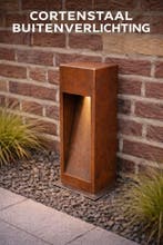 Roestige Cortenstaal tuin lamp - buitenverlichting, Verzenden, Minder dan 50 watt, Staande lamp, Nieuw