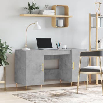 vidaXL Bureau 140x50x75 cm bewerkt hout betongrijs, Verzenden, Nieuw