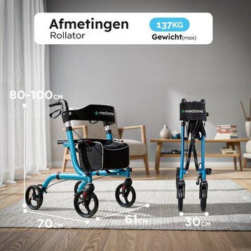 2dekans | Medzone Rollator Lichtgewicht en Opvouwbaar -, Ophalen of Verzenden, Zo goed als nieuw