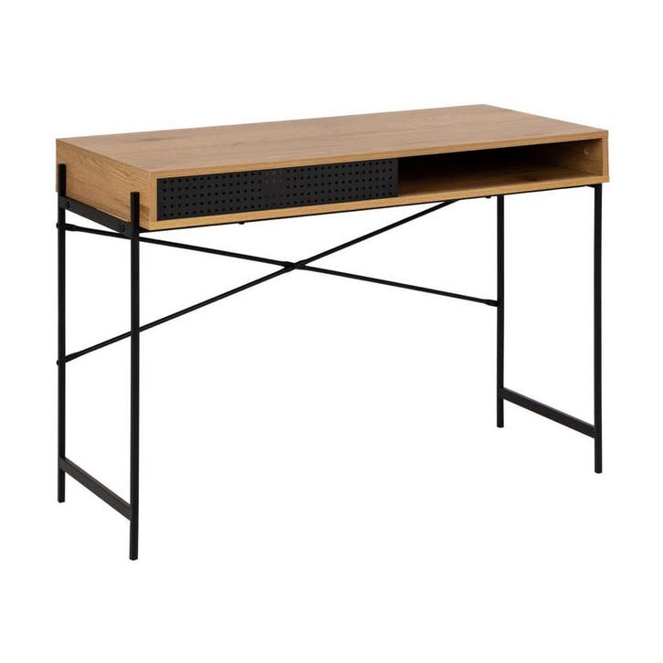 *WOONWINKEL* Compact Bureau Eiken Met Opbergruimte, Huis en Inrichting, Bureaus, Nieuw, Verzenden