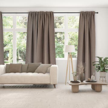 Kant-en-klaar bouclé gordijn - taupe - 140 x 260 cm | dim, Huis en Inrichting, Verzenden, Nieuw