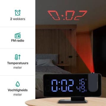 Digitale Wekkerradio met Projectie - Wekkers Digitaal, Zo goed als nieuw
