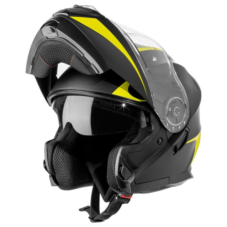 VINZ Busan - Geel, Motoren, Kleding | Motorhelmen, L, Systeemhelm, Verzenden