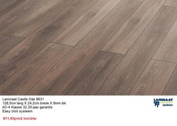 24CM EXTRA BREDE EASY CLICK LAMINAAT 7 X KLEUR €12,95m2, Crème, 75 m² of meer, Nieuw, 24cm brede 
