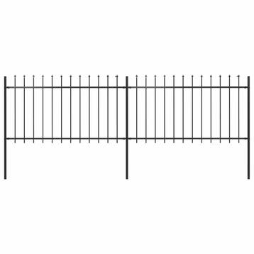 vidaXL Tuinhek met speerpunt staal 337x100 cm zwart, Verzenden, Nieuw, IJzer, Minder dan 1 meter