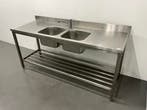 RVS Spoeltafel met spatrand, Ophalen of Verzenden, Gebruikt, Reinigen
