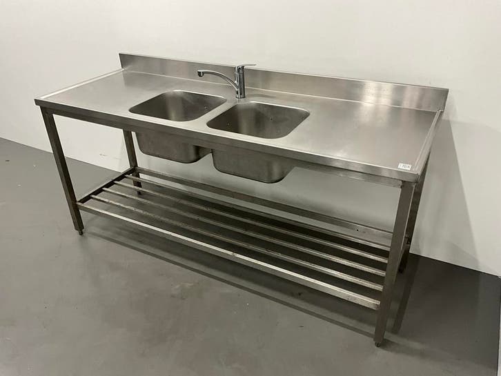 RVS Spoeltafel met spatrand, Zakelijke goederen, Horeca | Keukenapparatuur, Gebruikt, Reinigen, Ophalen of Verzenden