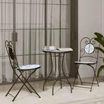 vidaXL Bistroset mozaïek ijzer en keramiek blauw en wit, Tuin en Terras, Verzenden, Nieuw, Overige materialen, 3 zitplaatsen