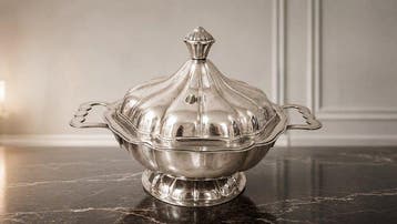 Louis XV / Rocaille - Grand légumier couvert en métal blanc