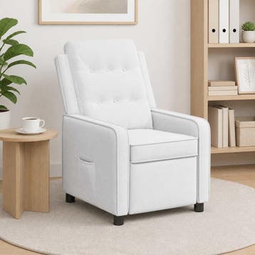 vidaXL Ligstoel Wit 65 x 93 x 102 cm Stof, Verzenden, Nieuw