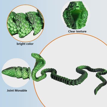 Flexibele 3D Geprinte Cobra Statue - Kleurrijk & Buigzaam -