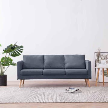 vidaXL Driezitsbank stof donkergrijs, Huis en Inrichting, Verzenden, Minder dan 150 cm, Stof, Driepersoons