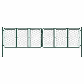 vidaXL Tuinpoort staal 400x125 cm groen, Verzenden, Nieuw