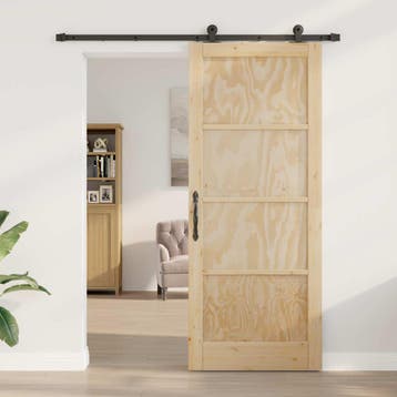 vidaXL Schuifdeur 86 x 211 cm Bewerkt hout Naturel en Zwart, Verzenden, Nieuw