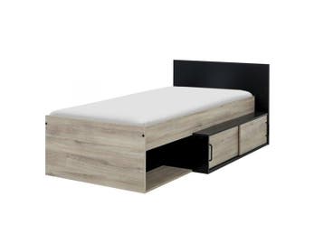 Bed 90x200 | Kronberg Eiken | Premium | OP=OP, Verstelbaar, 90 cm, Eenpersoons, Zwart
