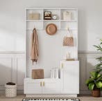 Witte Hal Kast met Bank, Schoenenreken Kapstok 200×120×40 cm, Verzenden, Nieuw