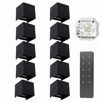 10x | Cube wandlamp set | Draadloos dimbaar | Zwart, Ophalen of Verzenden, Nieuw