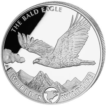 Congo Wildlife Bald Eagle 1 oz 2021 (30.000 oplage), Verzenden, Overige landen, Losse munt, Zilver