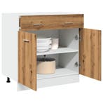vidaXL Onderkast met lade Lyon 80x46x81,5 cm bewerkt hout, Huis en Inrichting, Keuken | Keukenelementen, Verzenden, Nieuw, Bruin
