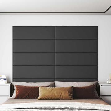 vidaXL Wandhoofdbord 12 st 90 x 30 cm Grijs Stof, Doe-het-zelf en Verbouw, Platen en Panelen, Verzenden, Nieuw