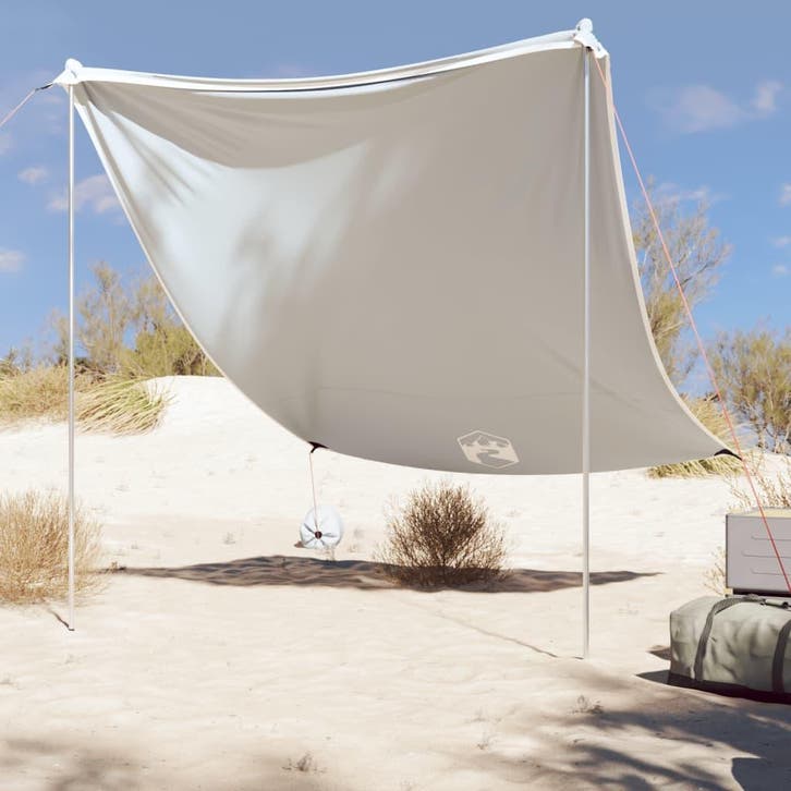 vidaXL Strandluifel met zandankers 214x236 cm grijs, Caravans en Kamperen, Tenten, Nieuw, tot en met 2, Verzenden