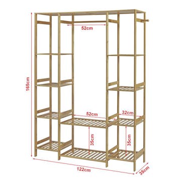 [en.casa] Kledingkast Ilomantsi bamboe open kast 165x122x35, Verzenden, Nieuw