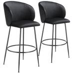 Barkruk Luana, met rugleuning, fluweellook - zwart/zwart, Se, Verzenden, Nieuw