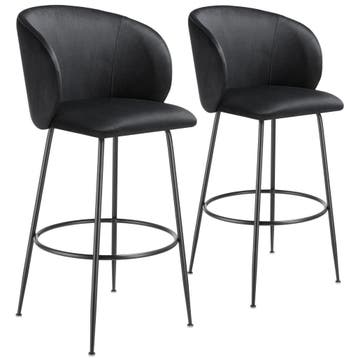 Barkruk Luana, met rugleuning, fluweellook - zwart/zwart, Se, Huis en Inrichting, Barkrukken, Verzenden, Nieuw
