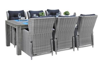 Cancun-Barcelona Verstelbare Tuinset 6 Personen - Acacia / L, Tuin en Terras, Tuinsets en Loungesets, Verzenden, Nieuw